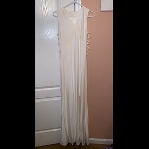 WHITE SLICK PROM DRESS